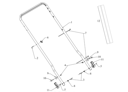 Handle Diagram and Parts List for SC900 (12ABR2MM710)(2021) Cub Cadet Lawn Mower